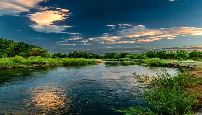 Panoramic view of the Subansiri River that is situated near Daporijo