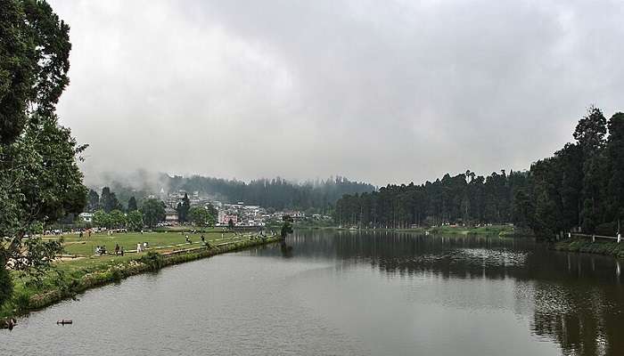 Sumendu Lake with beautiful gardens around in Mirik.