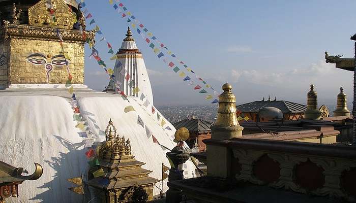 Swayambhu Stupa near Budhanilkantha Temple Kathmandu.