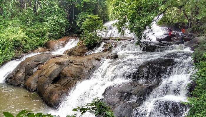 If the water levels are safe in the natural pool at the base of the waterfalls, you can take a plunge into it.