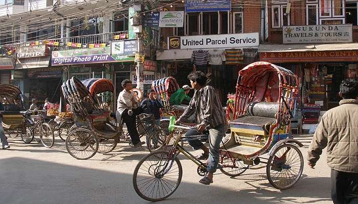 The bustling and colourful Thamel Street near Narayanhiti Palace Museum.