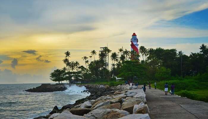 Stunning view of the Thangassery Lighthouse standing tall under the clear blue sky