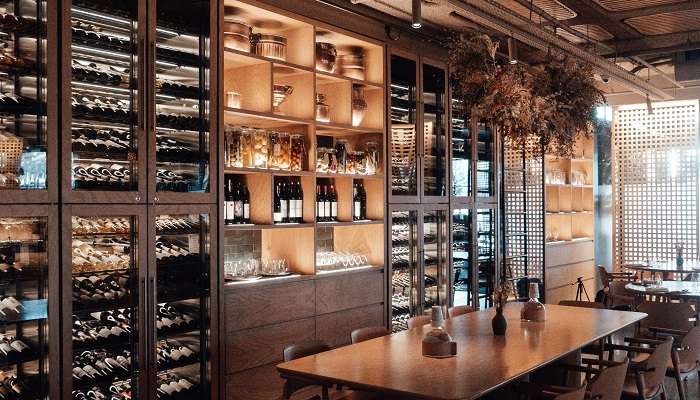 An image of a cellar with wine bottles iN mACKAY.