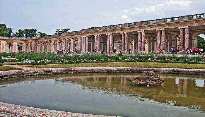 Elegant view of the Grand Trianon near the palace of versailles.