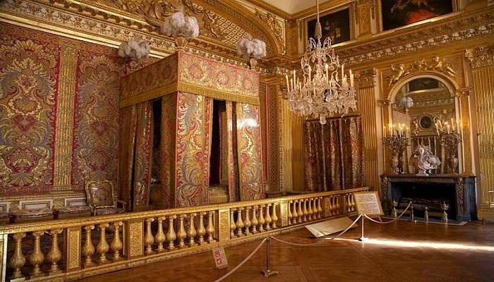 Lavishly decorated King's Apartments in the Palace of Versailles.