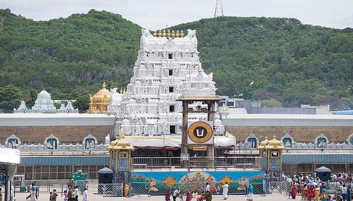 The front facade of Tirumala temple, the first & the best place to visit in Tirupati 