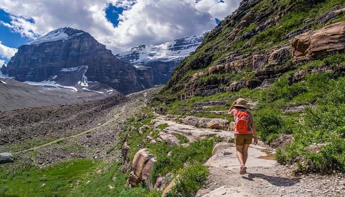 Backpackers trekking.