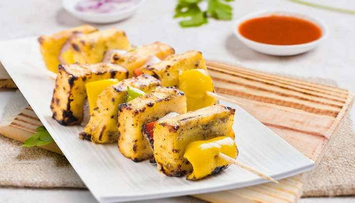 Paneer tikka served at Veg Kourt Restaurant, one of the charming restaurants near Mysore Palace