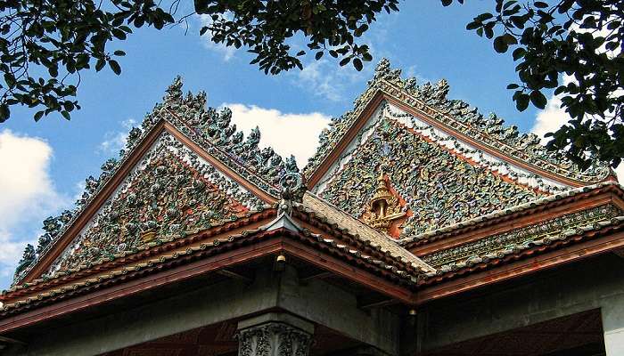 Artistic and ancient Wat Bowonniwet Vihara Bangkok temple