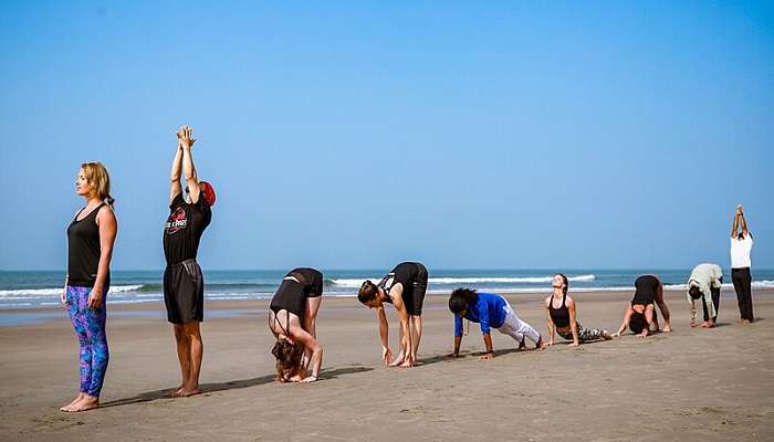 Yoga practices at the beach