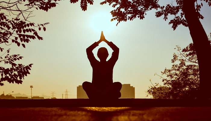 Meditation session in the serene Chopta Valley, Sikkim.