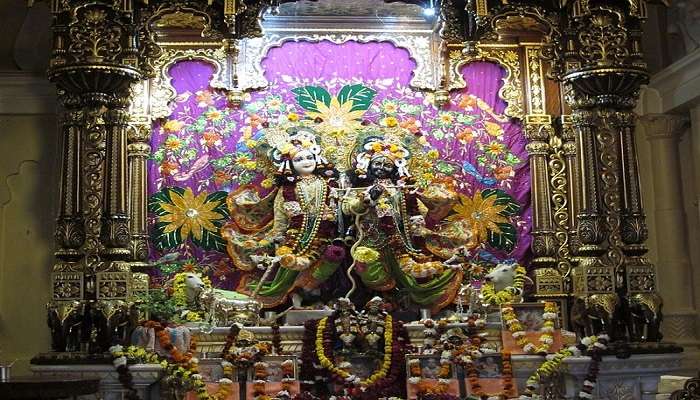  The curtains are placed to prevent evil eyes from the Lord at Banke Bihari temple.