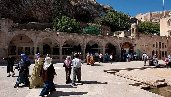 People visiting a historic site.