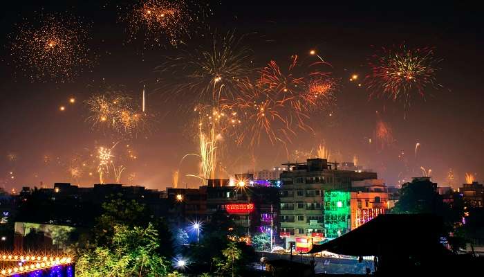 Devotees celebrating a festival at Sri Raja Rajeswari Temple