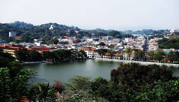 Beautiful view of Kandy Near the samadhi buddha statue.