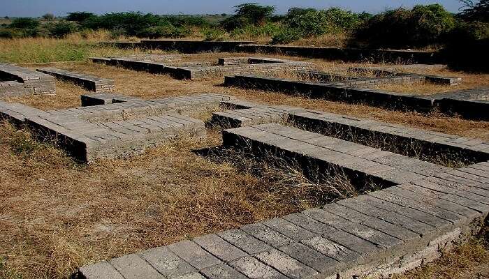 The archeological ruins of the lower town at Lothal.