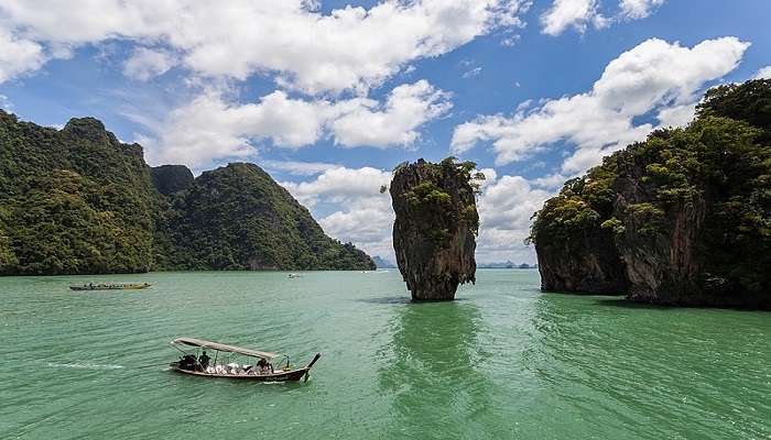 The majestic limestone karsts of Phang Nga Bay in Phuket in may.