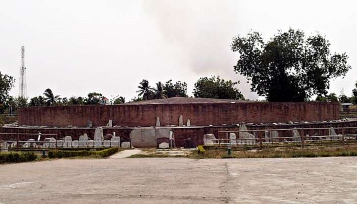 Amaravati Stupa, ancient Buddhist monument, damaged stone ruins, 3rd Century BCE, Amaravati, Andhra Pradesh, India.