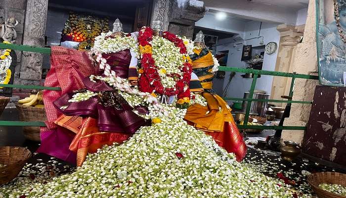 Beautiful mandaps at Sri Anjaneya Swamy Temple.