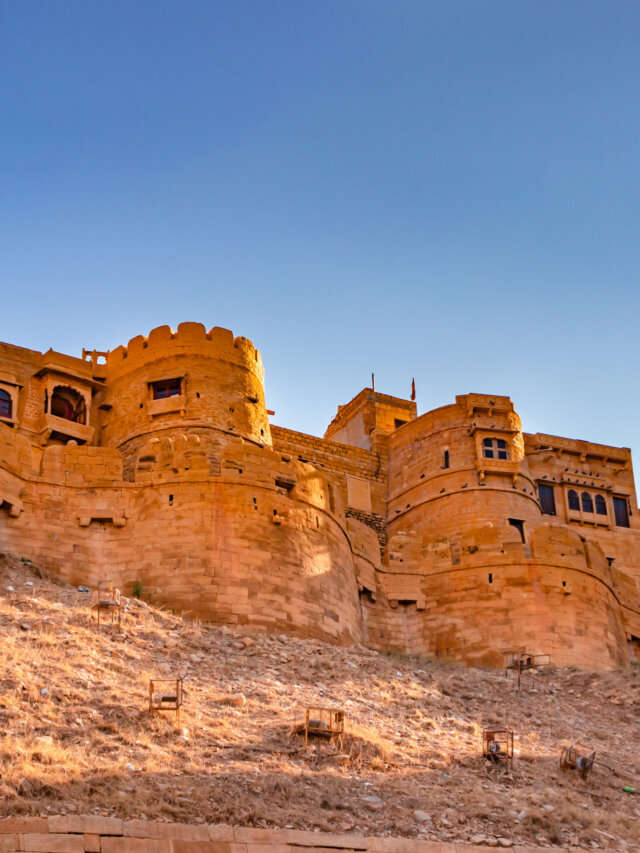 ancient heritage jaisalmer fort vintage view with bright sky at morning