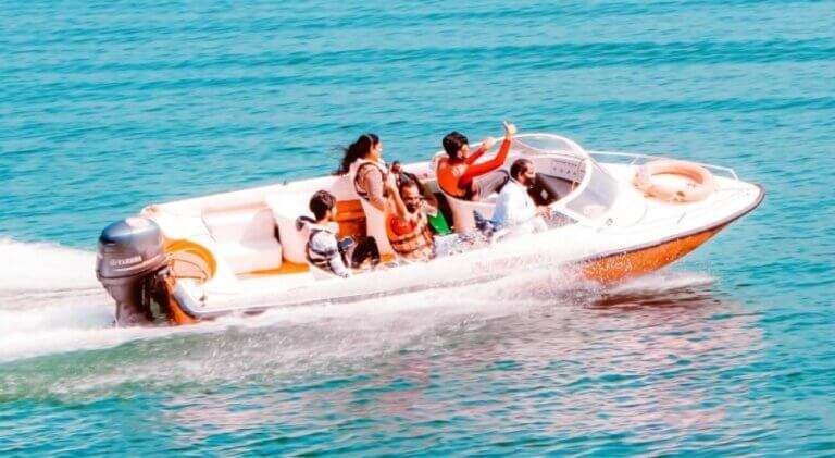 famous boat speed Beach.
