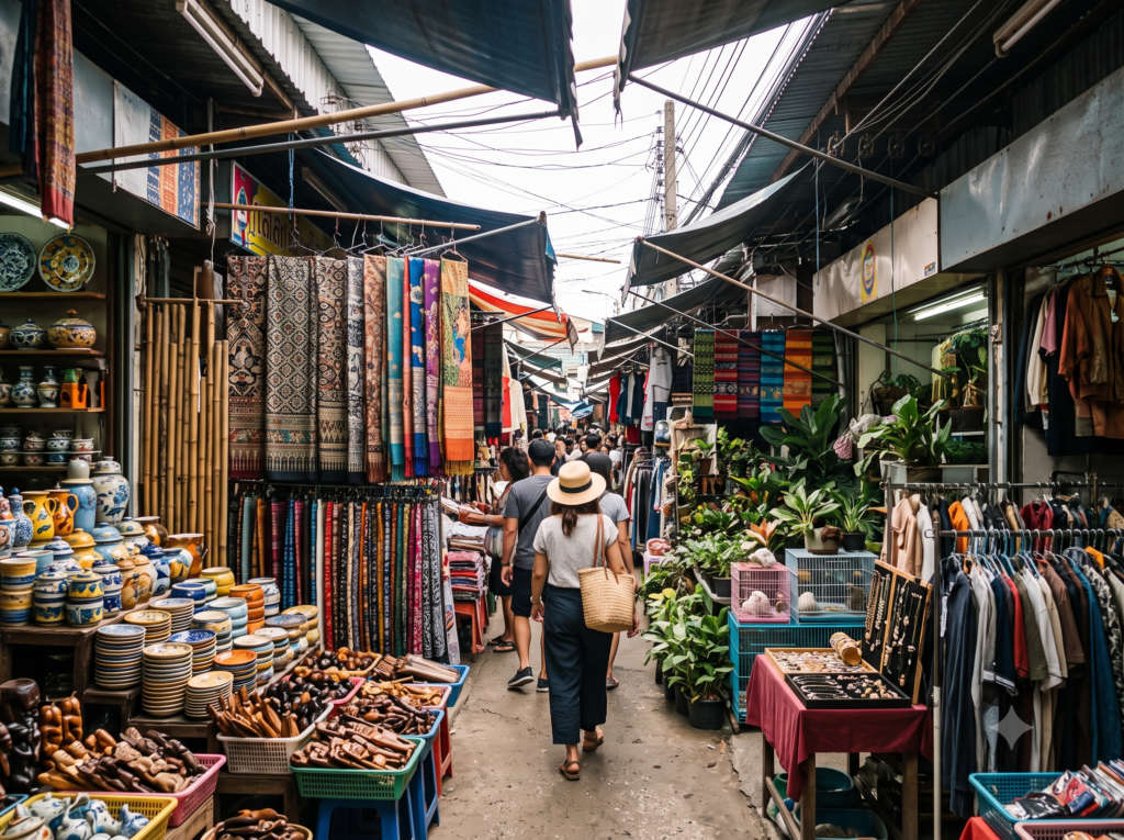 Sprawling aisles of Chatuchak Weekend Market, , Thailand