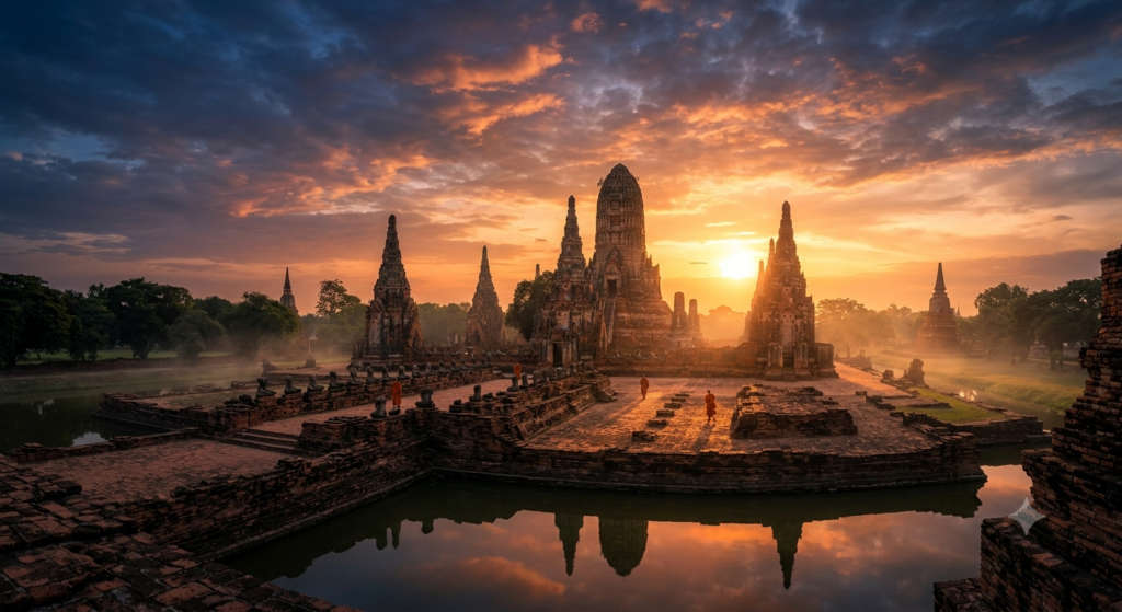The Atmospheric Ancient Capital Ayutthaya Sunset