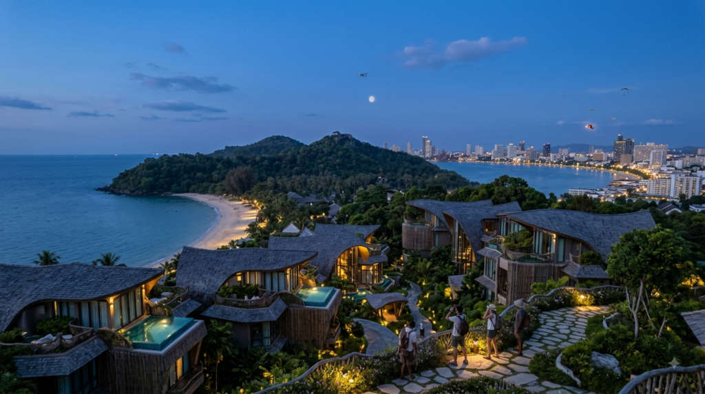 Aerial view of Bird’s Paradise Extreme Resort, Thailand.