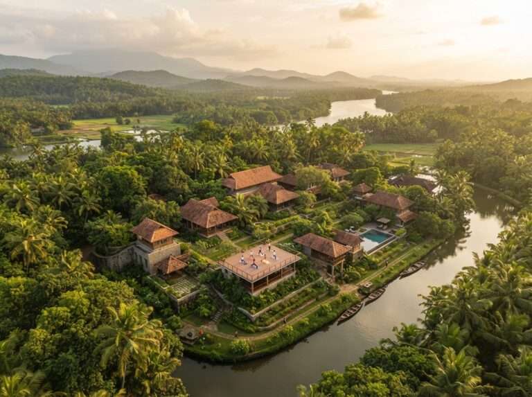An Ayurveda treatment room set in the green forests of Wayanad, Ayurveda Yoga Villa, Kerala, India
