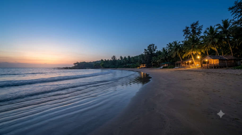 Aerial view of Gokarna, India, at golden hour