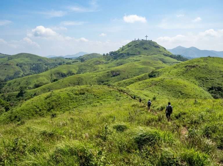 Aerial view of Vagamon, Kerala, India, at golden hour