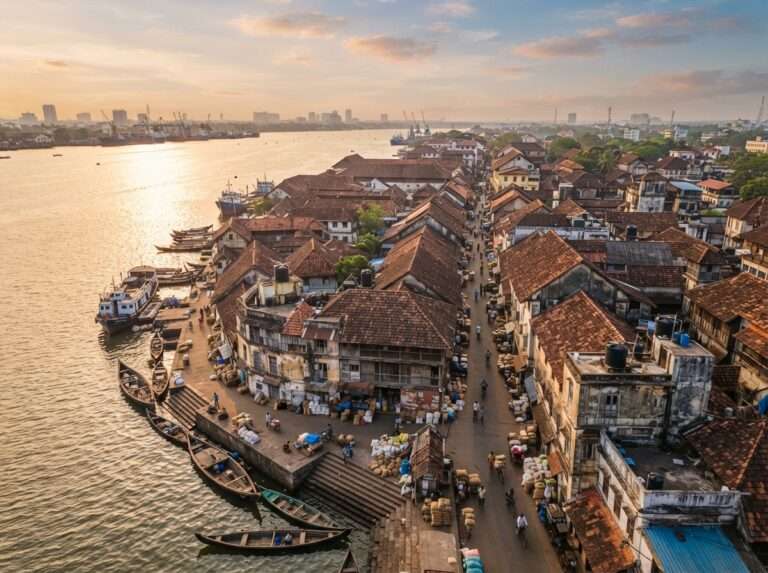 Heritage spice godowns on Bazaar Road, Mattancherry, Kerala