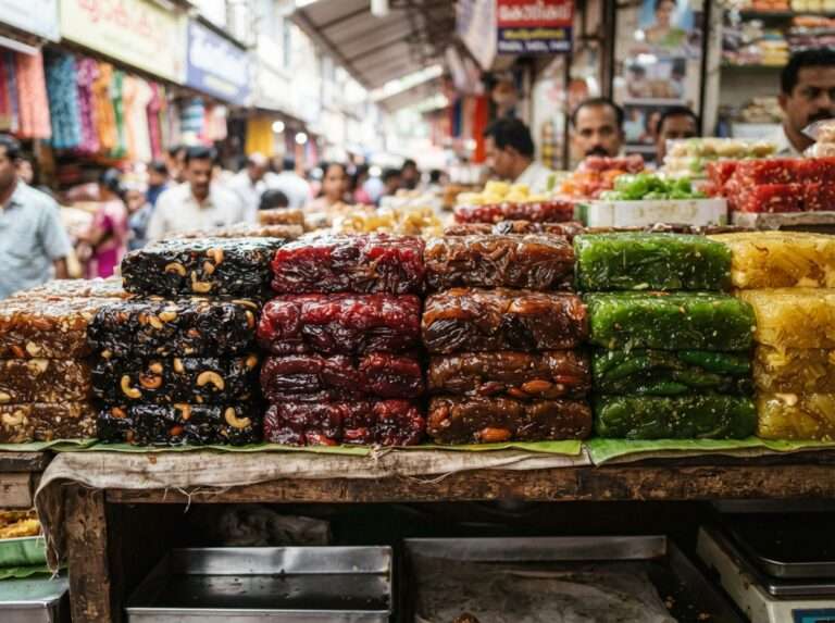 Kozhikode halwa in assorted flavours on SM Street, Kerala
