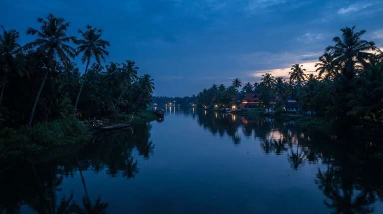 Pamba river at Aranmula at blue hour, Kerala