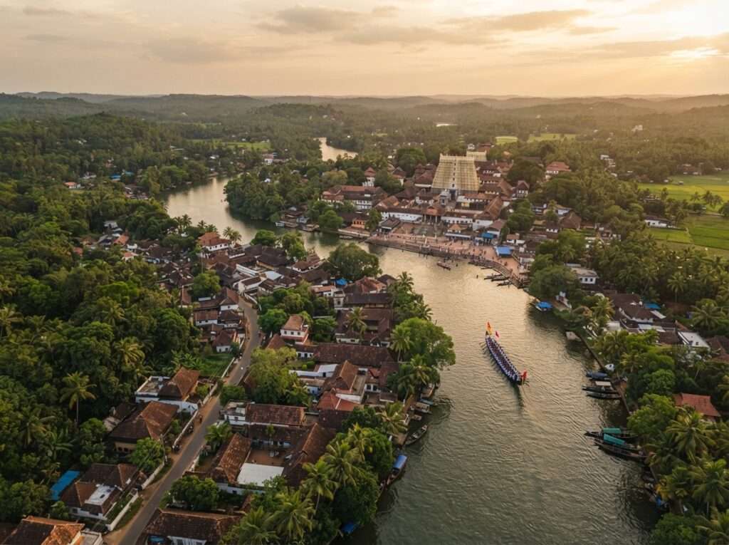 Aranmula village on the Pamba river, Pathanamthitta, Kerala