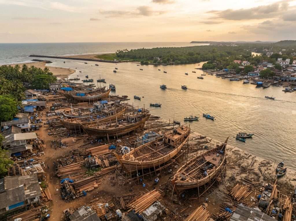 Beypore boatyard on the Chaliyar estuary, Kozhikode, Kerala