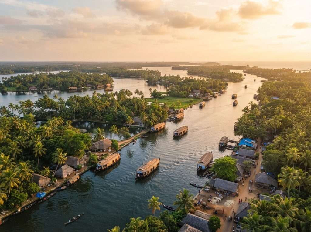 Alappuzha backwaters, home of Alleppey coir, Kerala