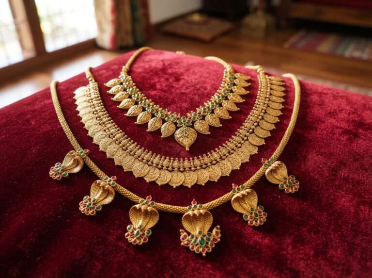Palakka mala, kasu mala and nagapadam Kerala gold temple jewellery