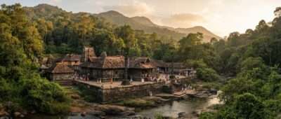 Thirunelli Temple in the Brahmagiri hills, Wayanad, Kerala, at sunrise